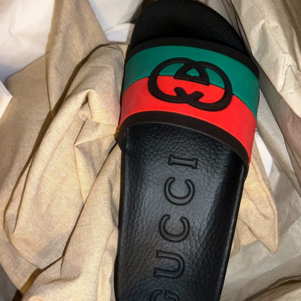 Gucci Black and Red Slides BRAND NEW sz 14